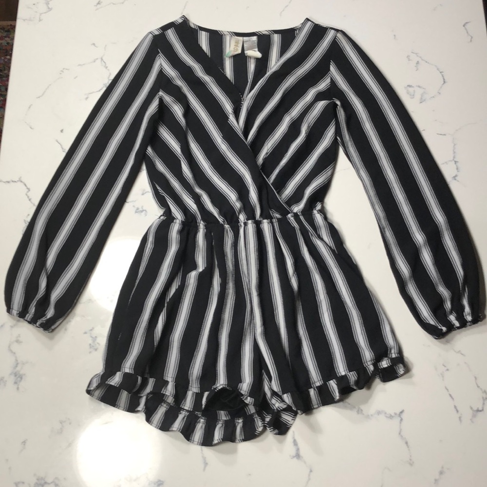 Striped Long Sleeve Romper